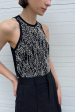 Hand Beaded Racer Top in Black For Discount