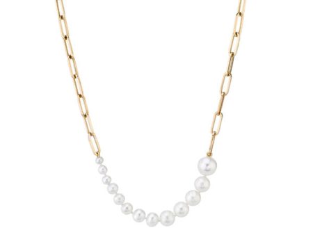 Ascending Pearls Necklace on Rectangular Chain (Sold Out) Cheap