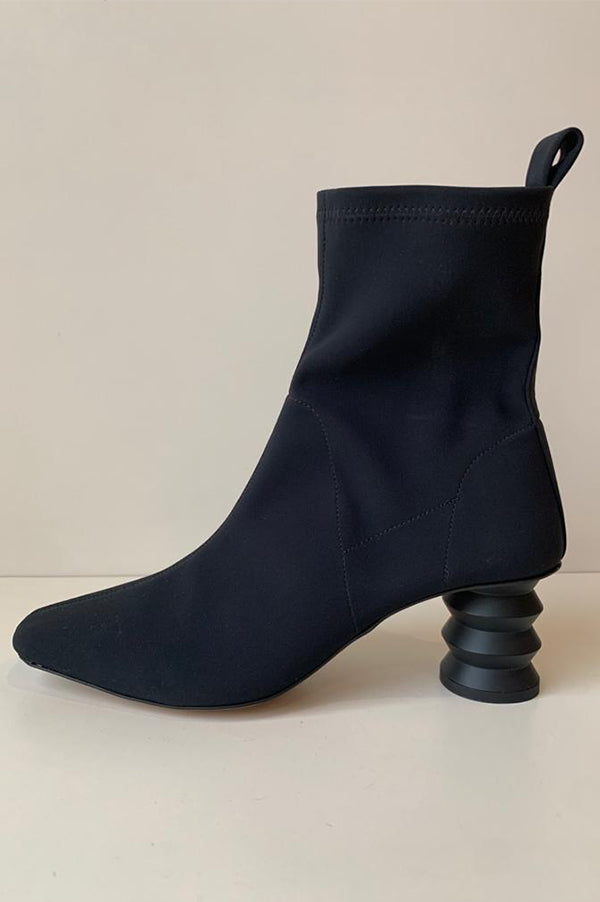 The Binx Stretch Boot with Zig Zag Heel in Black on Sale