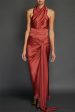 Brick Washed Satin Draped Halter Dress (Sold Out) Sale