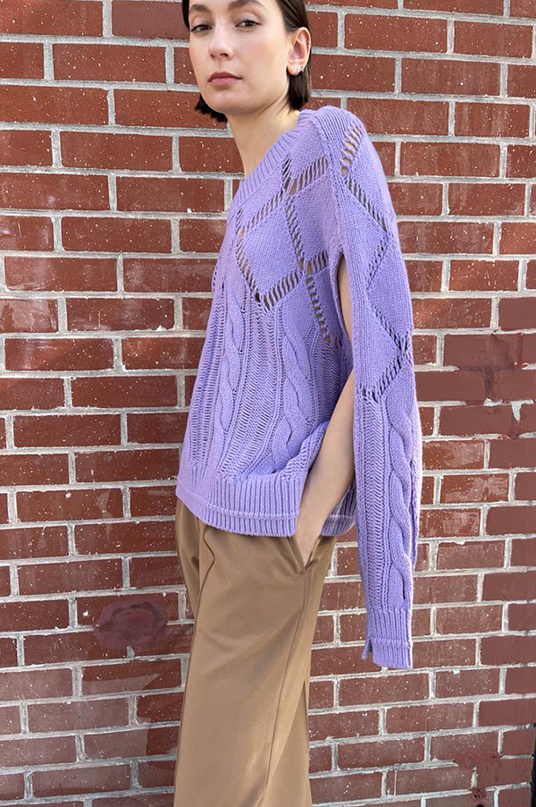 Argyle Cape V Neck in Lilac Online Sale