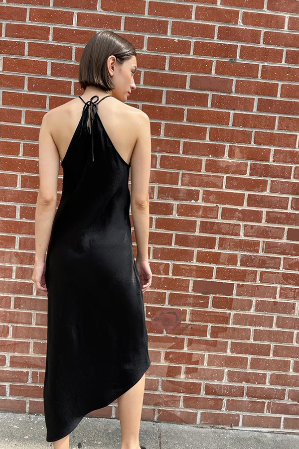 Halter Bias Dress in Black Sale