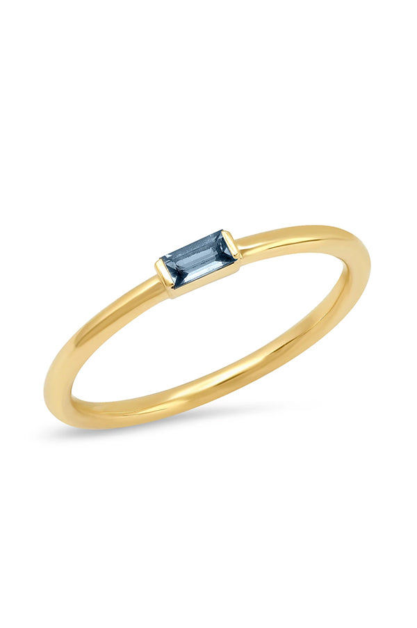 Blue Sapphire Baguette Solitaire Ring For Cheap