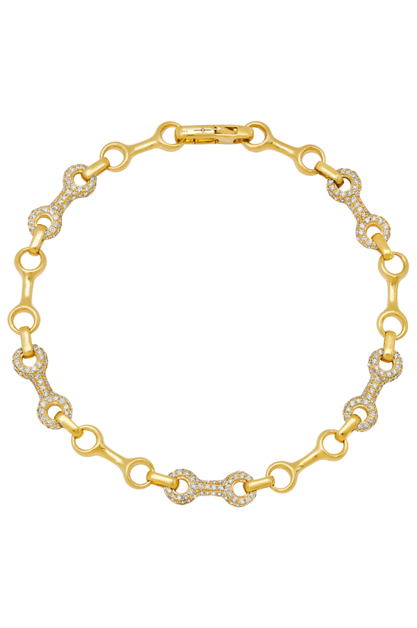 15 MM Double Beam Alterno Chain Bracelet with Pave Links Supply