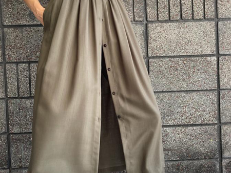 Slim Tapered Pants with Skirt in Military Online Sale