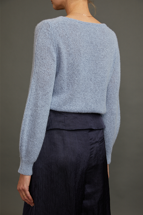 Cashmere Crewneck Sweater in Atlantic Blue For Discount