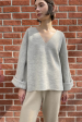 Double Knit V-Neck Sweater in Carrara Hot on Sale