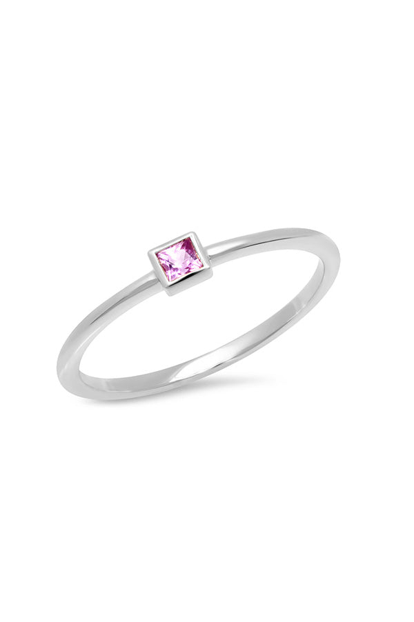 Pink Sapphire Princess Cut Pinky Ring Online