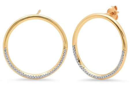 Gold Half Diamond Loop Earrings Cheap