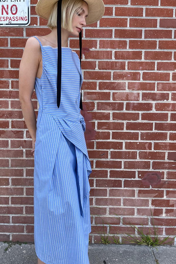 Sylvan Dress in Cerulean Stripe Hot on Sale