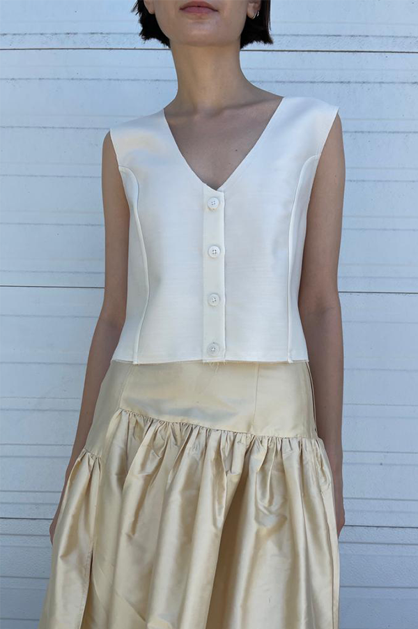 Silk Garden Skirt in Cream Online Hot Sale