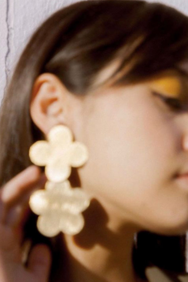 Double Flower Weave Gold Earrings (Sold Out) Discount