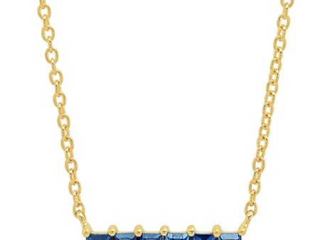 Blue Sapphire Baguette Staple Necklace Online now