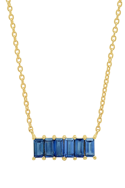 Blue Sapphire Baguette Staple Necklace Online now