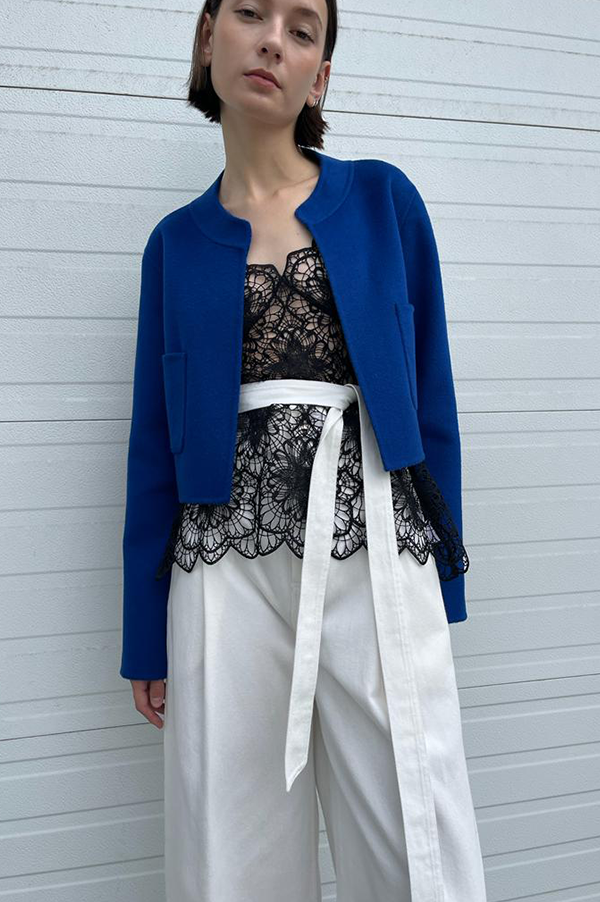 Cropped Open Front Jacket in Royal Hot on Sale