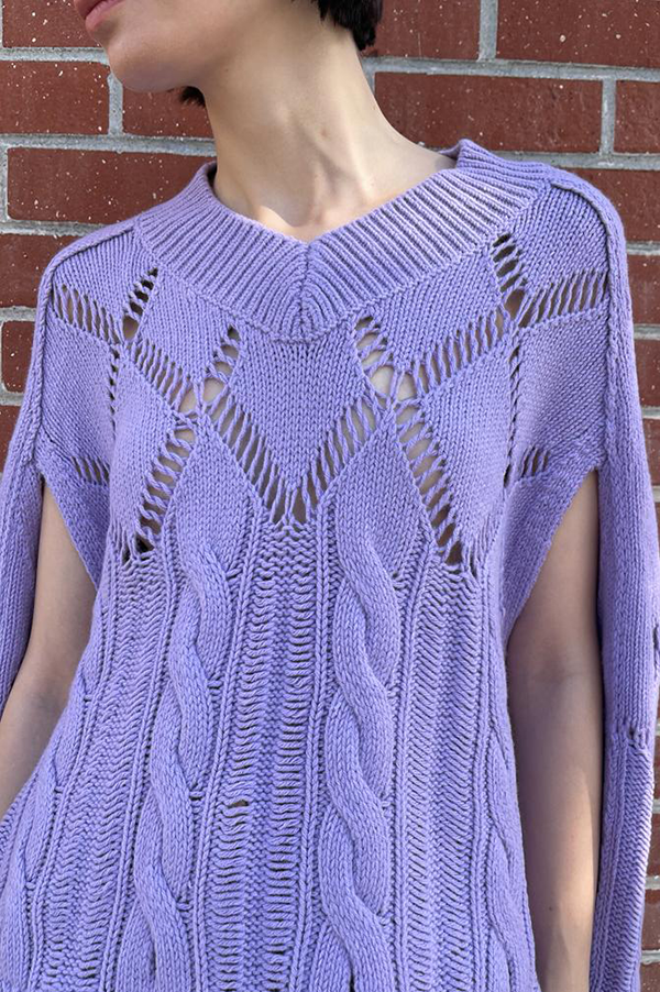 Argyle Cape V Neck in Lilac Online Sale