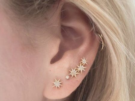 Single Shooting Star Earrings with Pave Diamonds (Pair) on Sale