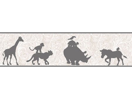 York Wallpaper YS9269BD Peek-A-Boo Safari Border W Scroll Bkgrd For Discount