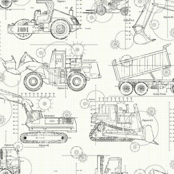 York KS2349 Cool Kids Construction Blueprint Wallpaper For Discount