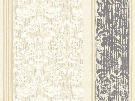 York AB2187 Black & White Damask Stripe Wallpaper Online now