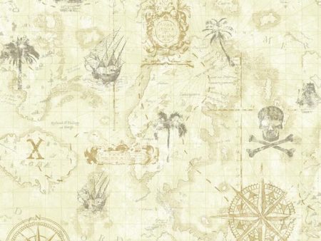 York KS2337 Cool Kids Pirate Map Wallpaper on Sale