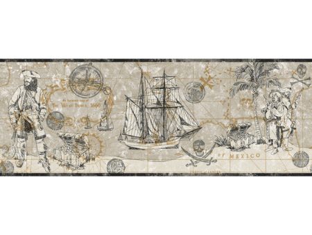 York Wallpaper ZB3101B Boys Will Be Boys Pirate Map Border Sale